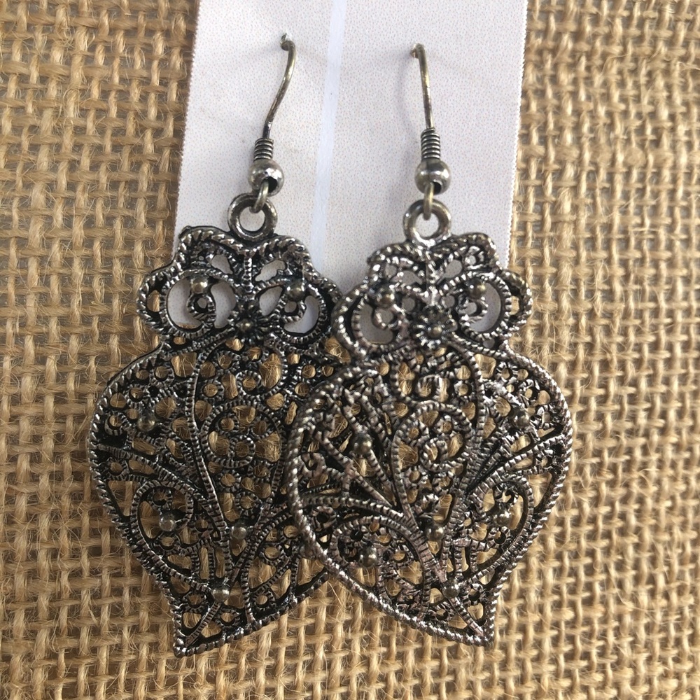 Ornate Metal Drop Earrings
